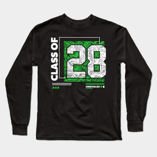 Class of 2028 Urban Streetwear // Graduation Class of '28 Green Long Sleeve T-Shirt